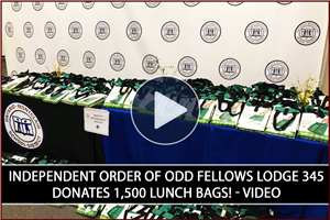 The highlight video of this generous donation of 1,500 lunch bags from the Independent Order of Odd Fellows Lodge 345!   